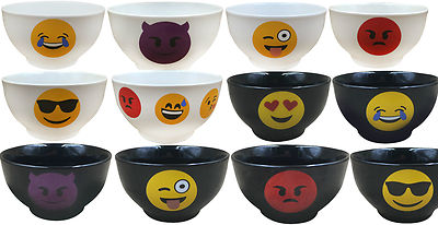 Emoticon Müsli Schalen. Steingut Suppe Schüsseln mit Emoji. Express Ihre Gefühle