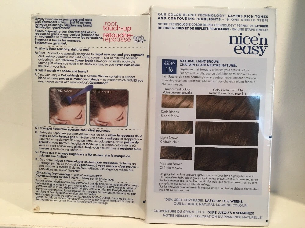 Clairol Nice Easy Hair Color 116 Natural Brown W Root Touch up Light Brown NIP