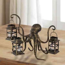 Octopus Lantern Candle Holder Garden Sculpture-13'' X 13.5''H
