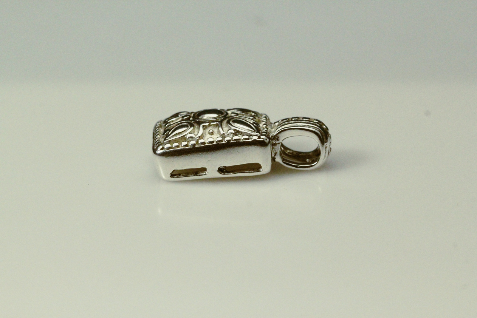 925 Sterling Silver Rectangular Ornate Slide Pend… - image 2