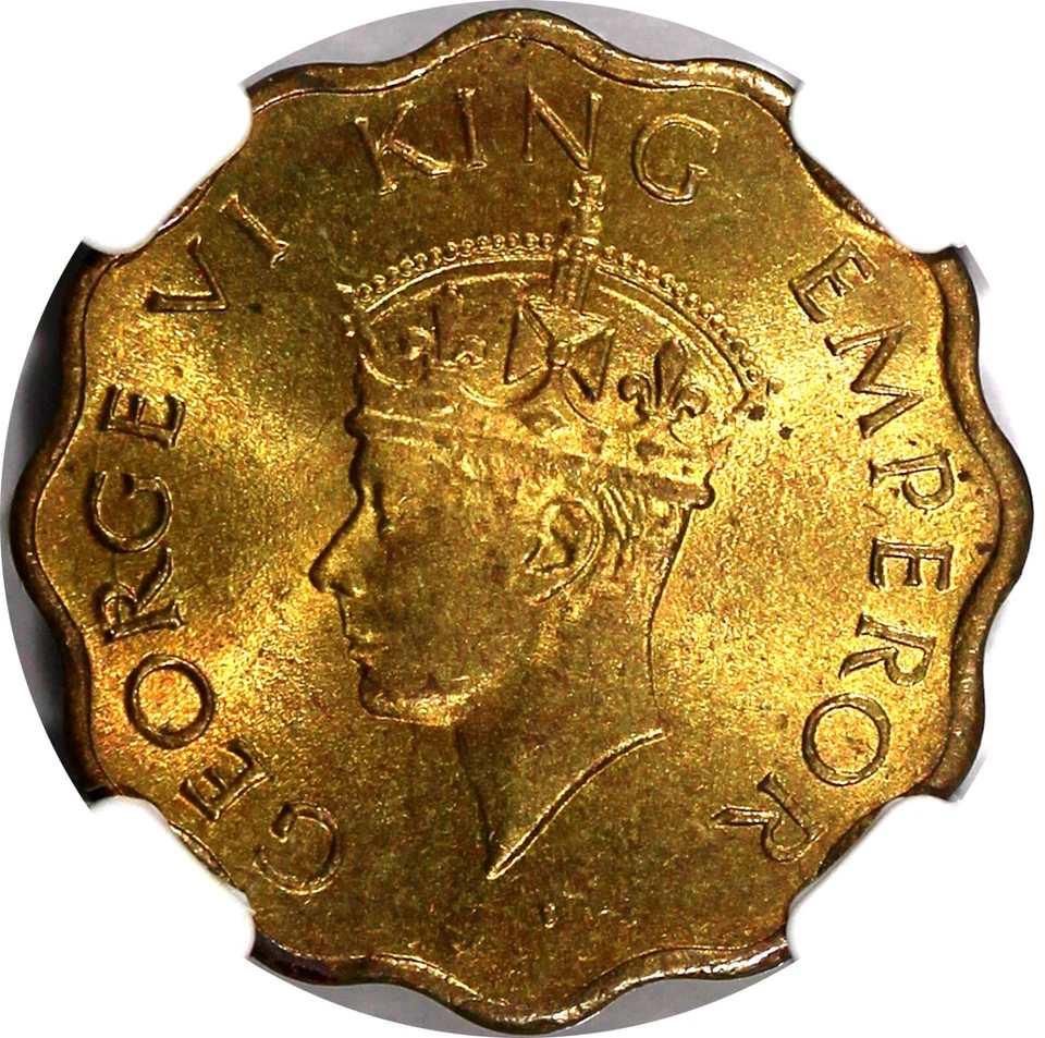 India-British George VI  Nickel-Brass 1943 (C) 1 Anna NGC MS64 KM# 537a (045) - Image 4 of 4