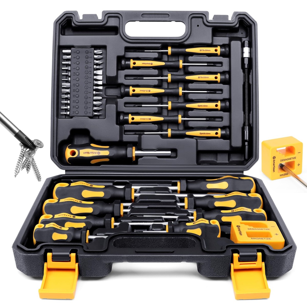 Magnetic Screwdrivers Set With Case 43piece Includs Slotted