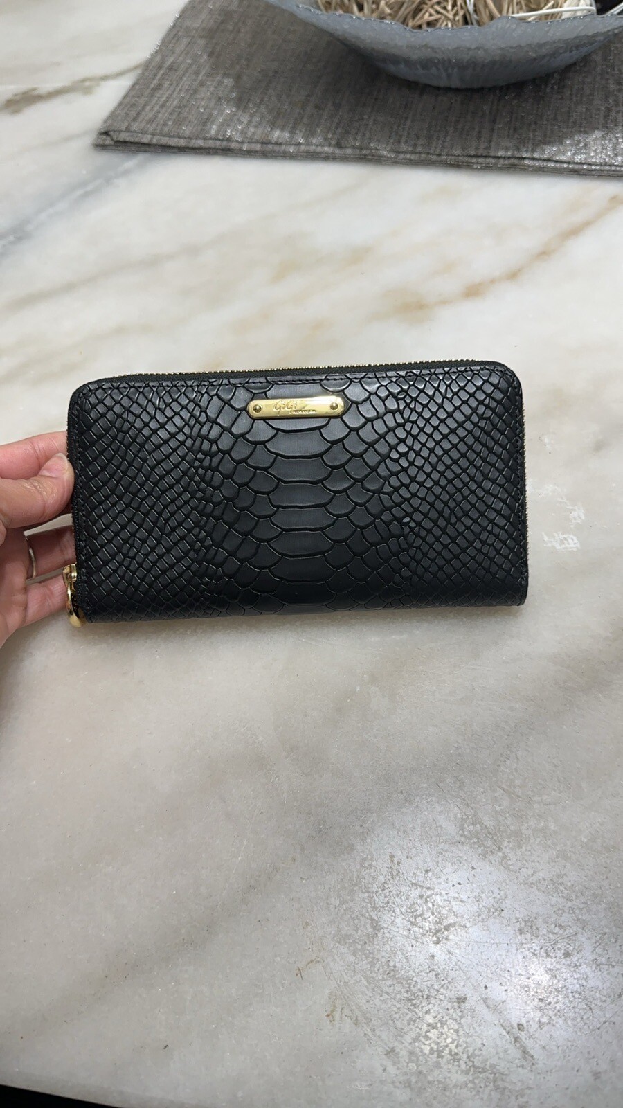 GIGI NY PYTHON LEATHER LARGE ZIP AROUND WALLET - image 2