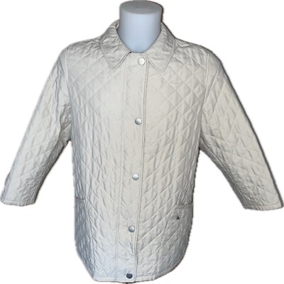 Burberry quilted jacket size L beige women's 3/4 sleeve between-seasons jacket trench coat