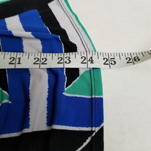 Alfani Geometric Print Blouse Size S Blue Green White Black Abstract Modern Chic - Picture 11 of 11
