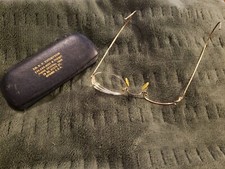 Vintage 12K Gold Filled Wire Framed Bifocal Eye Glasses with Case 1 lens missing