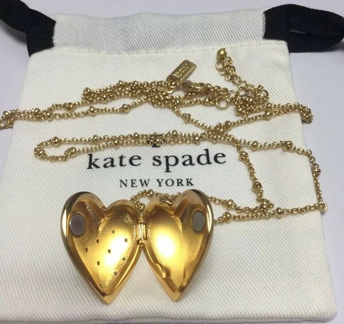 Kate Spade New York Gold My Precious Heart Locket Pendant Necklace New - Picture 7 of 11