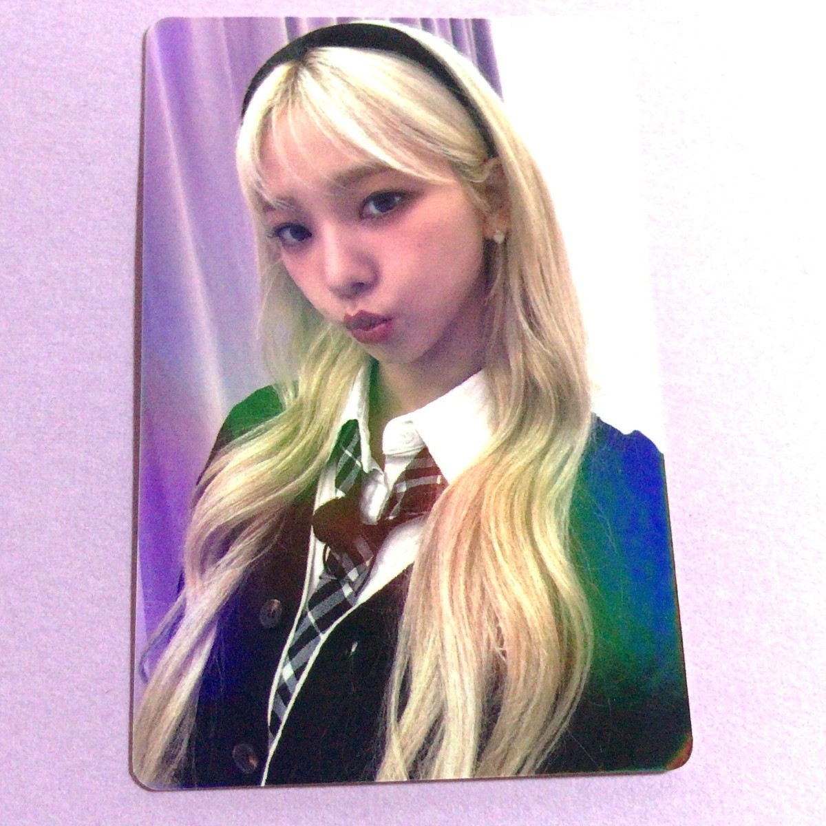KARINA Aespa TCG 0411 Blonde school uniform kissing mouth