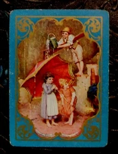 Antique VTG Swap Playing Card Early 1900 Wide Named SHOWER Children Umbrella