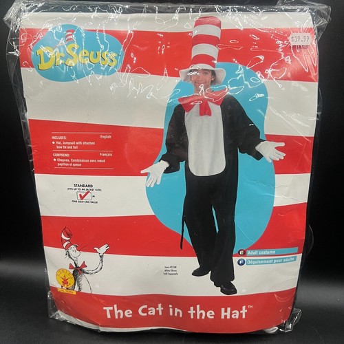 Dr. Seuss The Cat In the Hat Adult Costume Jumpsuit w/ Tail, Tie & Hat - Picture 10 of 14