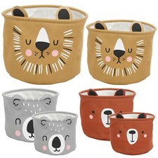 2 Pc Kids Animal Character Storage Baskets Toys Space Saving Organiser Hampers