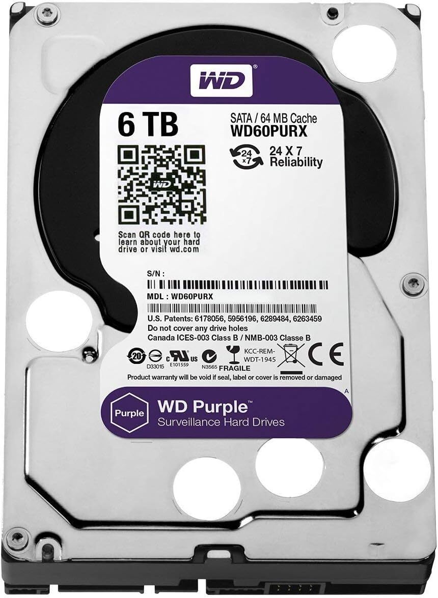 Western Digital WD Purple 6TB ③ Western Digital Purple 6 TB,Internal,5400 RPM,3.5 inch (WD60PURX