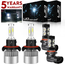 For 2004-2014 Ford F-150 - White LED Headlight Hi/Lo&Fog Light 4 Bulbs Combo kit