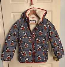 Disney Mickey Mouse Gap Kids Jacket Cozy Puffer Chambray Large Regular Coat