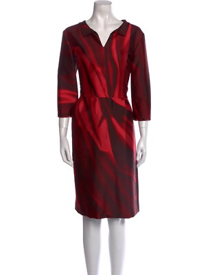 Oscar De La Renta Merlot Red Mikado Silk Dress Size 10 