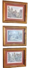 VTG Ernst Geissendorfer Prints 3 Old World Village Rothenberg Germany Framed