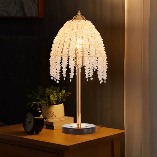 Crystal Table Lamp Gold Modern Bedside Nightstand Desk Lamp Bedroom Living Room