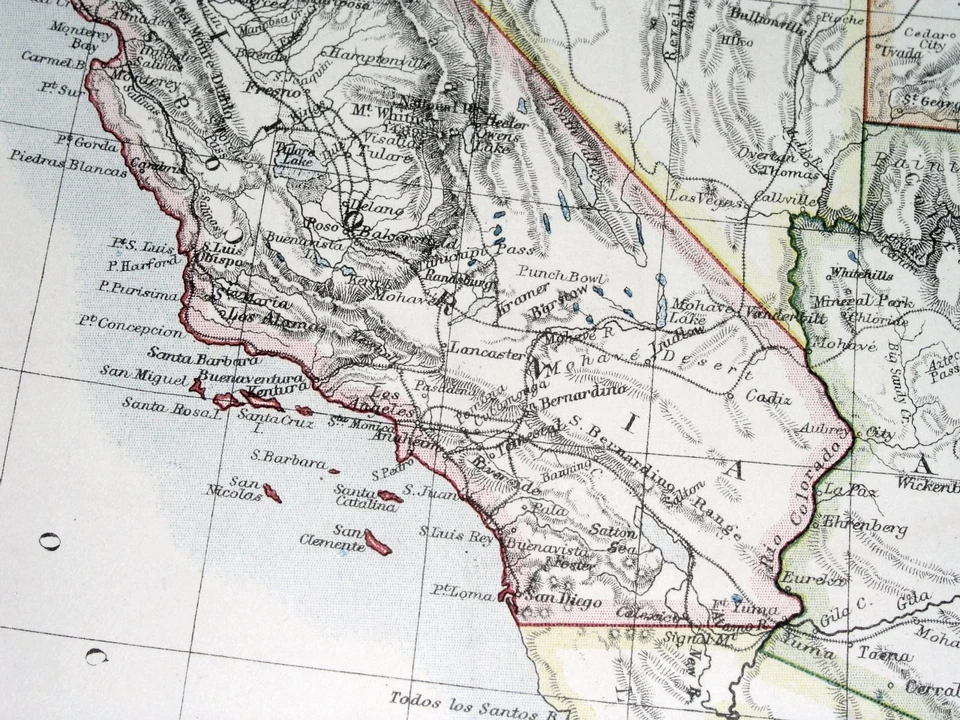 MAPA ANTIGUO DE CALIFORNIA ARIZONA 1921 NUEVO MÉXICO COLORADO/WYOMING MISSOURI Foto 2 de 4