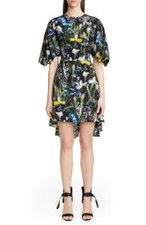 Alexander McQueen Ophelia Puff Sleeve Floral Print Hi-Low Dress sz M