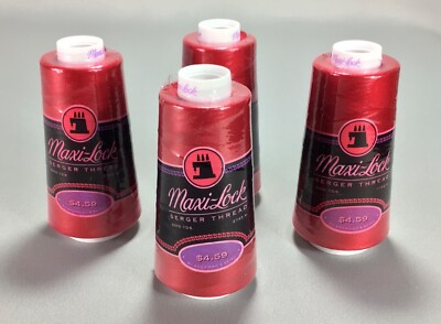 Maxi-Lock Serger Thread # 45136 Poppy Red Polyester 3000 Yards Lot of 4 New
