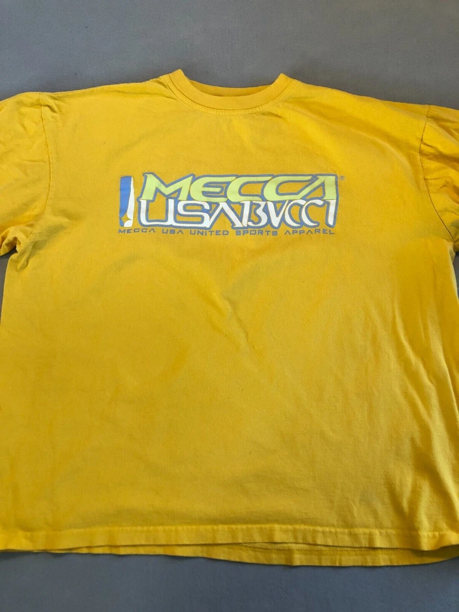 Vintage Mecca USA Shirt Men's Large Yellow United Sports Apparel