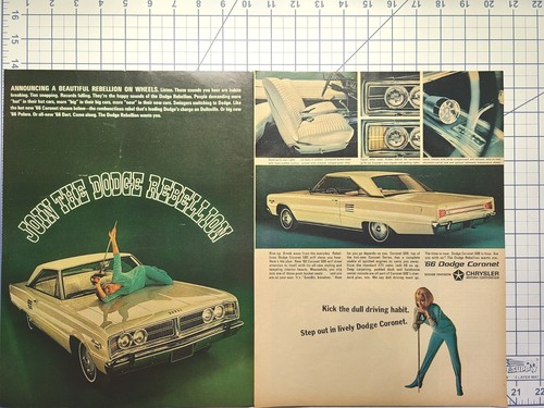 '66 Dodge Coronet 500 V-8 Join the Rebellion on Wheels Vintage Print Ad 1965 - Picture 4 of 6