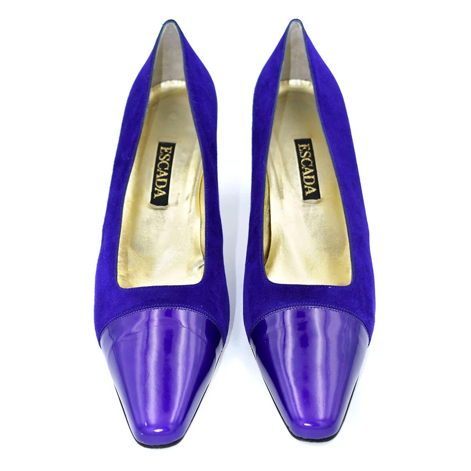 Escada Purple Suede & Patent Leather Heels sz 9.5 - Image 2 of 4