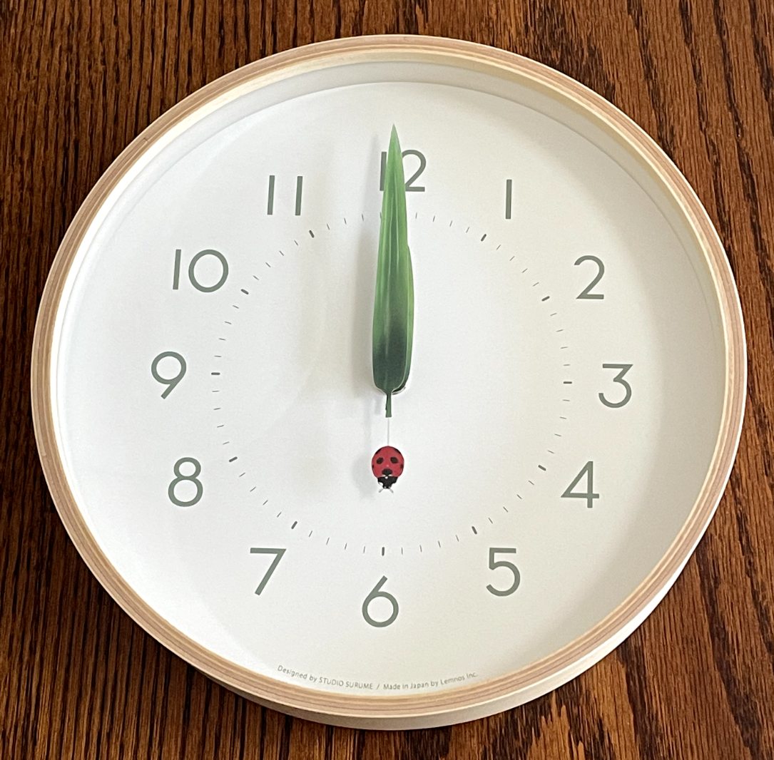 Lemnos Wall Clock Analog Natural Wooden Ladybug Sur18-16 Perch