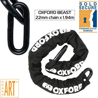 Oxford Beast Ultra Strong Motorrad Bike Kette 2M Schwarz Sold Secure Diamond