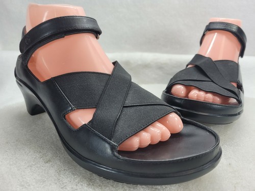 Aravon Women 8 B Black Leather Elastic 