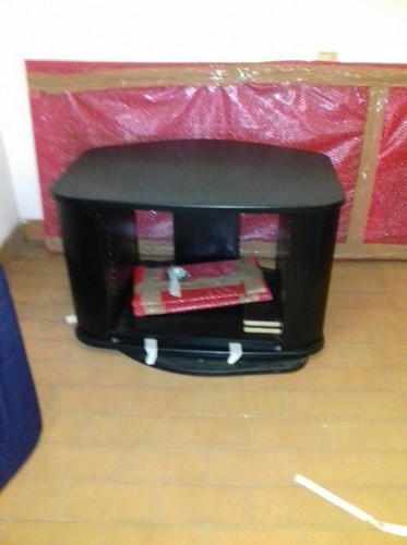 MOBILE TV DIMENS.120x80x55.PIATTAFORMA GIREVOLE.ANTE IN CRISTALLO.PORTA CD LAT.