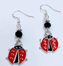 Ladybug Earrings on Sterling Silver Earwires FREE SHIPPING