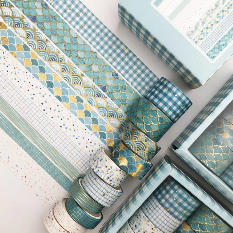 Juego de 10 rollos Washi Tape 3 m negro y dorado hágalo usted mismo cinta adhesiva decorativa adhesiva adhesiva Foto 2 de 4