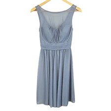 DAVID'S BRIDAL Gray Short Mesh Chiffon Dress Sweetheart Illusion Neckline Size 2