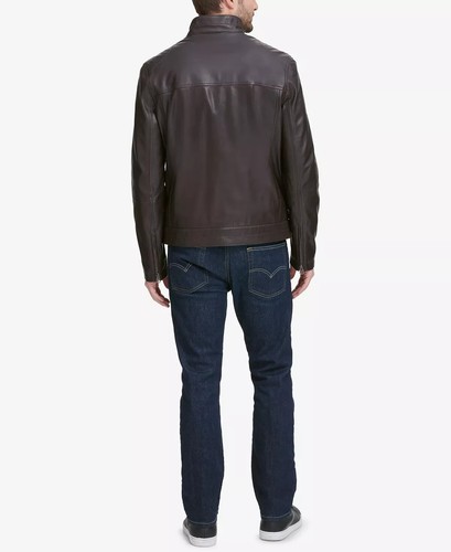 Cole Haan V3217 Mens Brown Washed Leather Trucker Jacket Size M - Picture 4 of 4