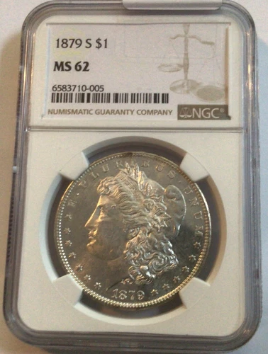 1879 – S Morgan silver dollar NGC, MS 62 Beautiful Graded Coin  🪙￼
