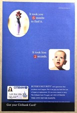1996 Original Print Ad Full Page - Citibank Visa - Buyer’s Security Vintage