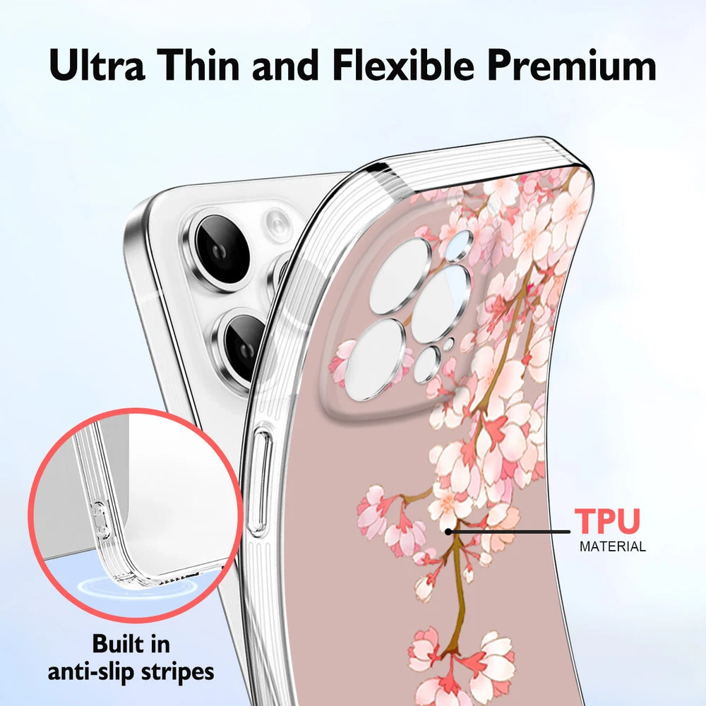 Floral TPU Phone Case for iPhone 15 16 Plus 14 13 12 11 XS Pro Max