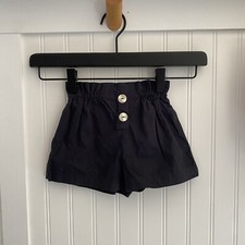 Zara Baby Girls Washed Black Pocket Paperbag Shorts 9-12 Months NWT
