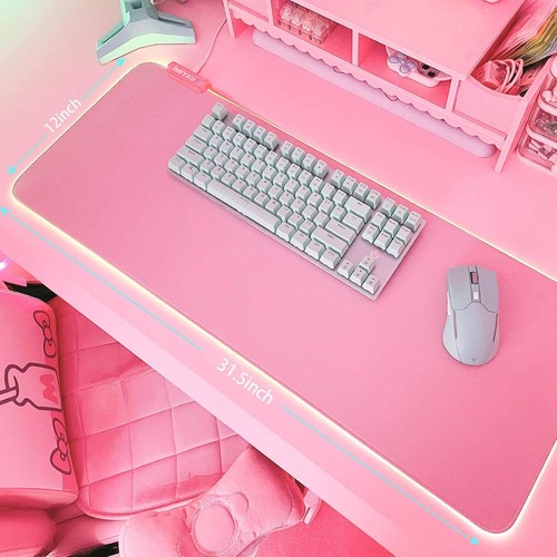 Gaming Mouse Pad Pink RGB 80*30cm Extended Glowing Led Light Up Desk Mat