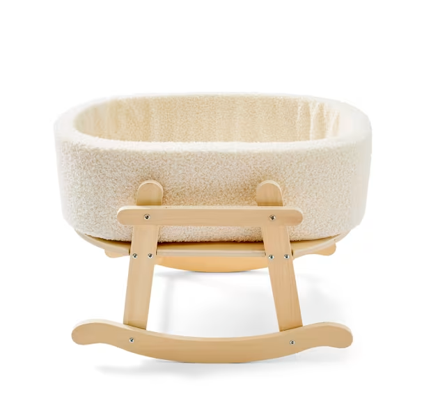 Piece Wooden Boucle Bassinet Fun Pretend Play Fits up to 45cm