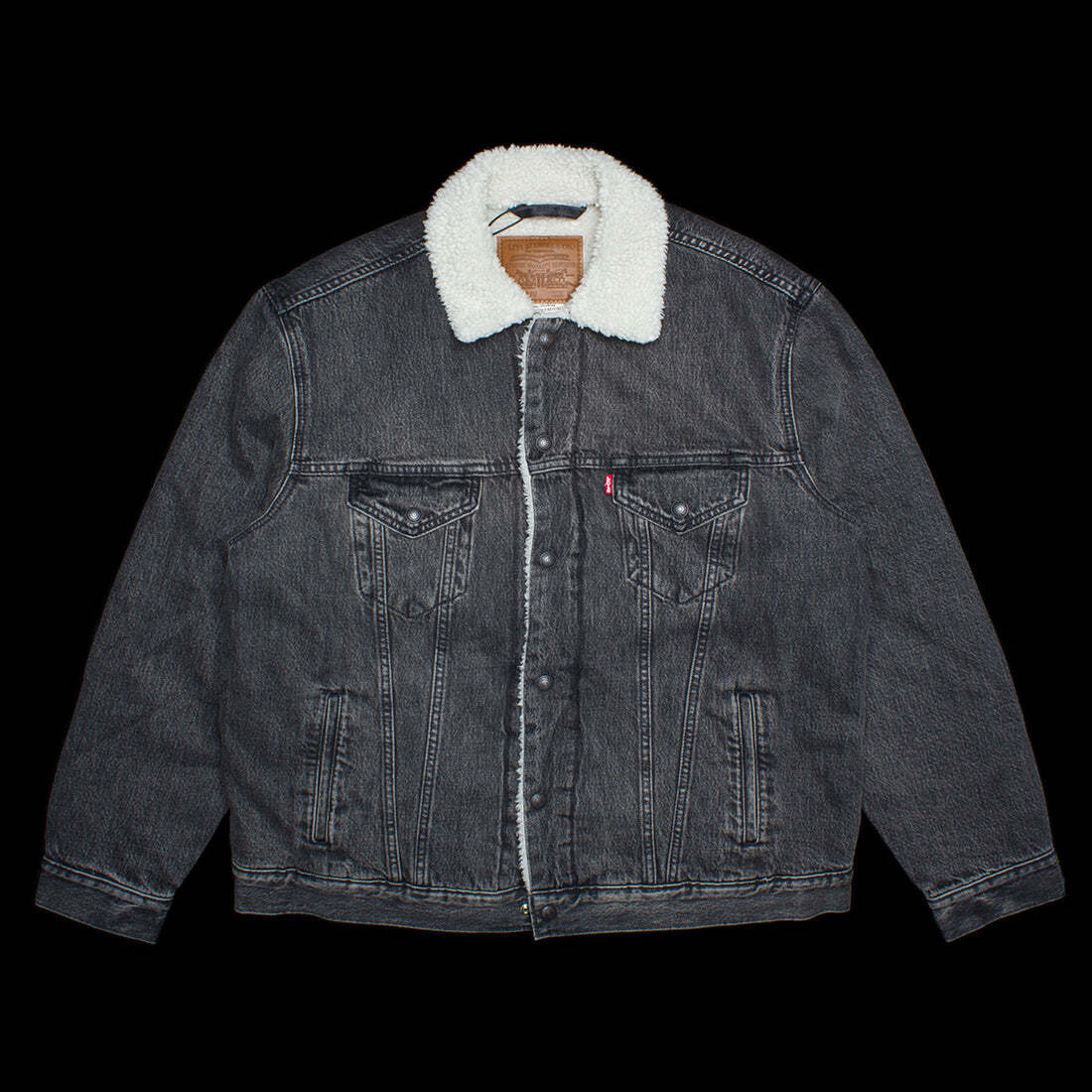 Levis Premium Vintage Fit Sherpa Trucker Jacket Black 791290010 | eBay