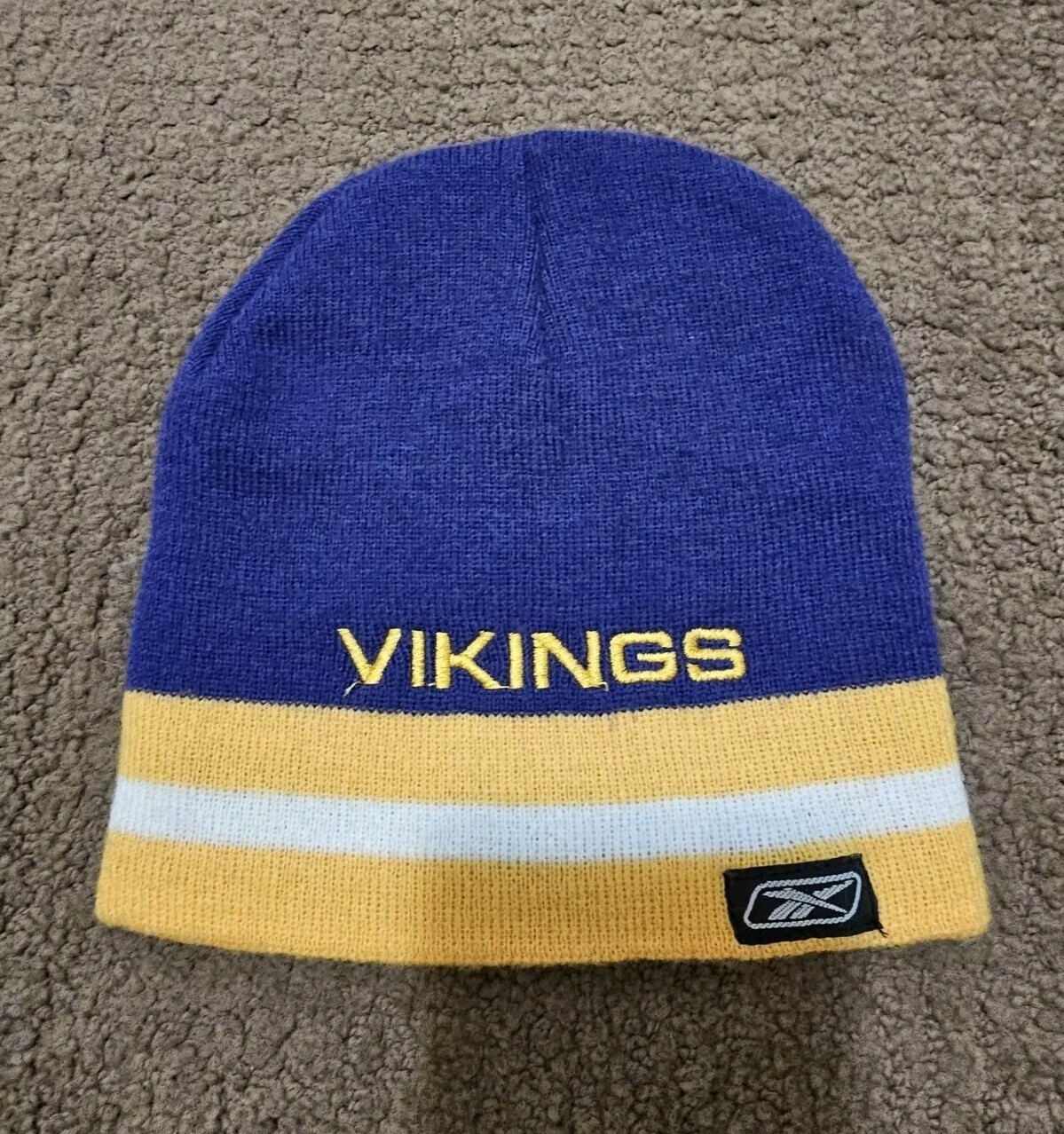 Vintage 2000s Y2K Reebok Minnesota Vikings Purple Yellow Beanie Hat OSFA