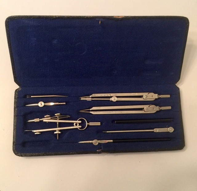 Vintage Staedtler 20553 Compass Drafting Set With Black Case