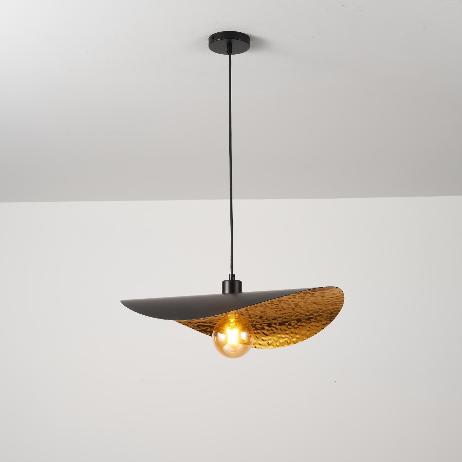 Harper Living Unisex Black Pendant Light Fitting & Gold Finish, Adjustable Ceiling Pendant - Image 2