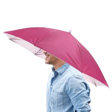1 Pcs 26" Headband Umbrella Hat Hands Free Umbrella Cap for Outdoor Rose Red