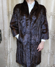 Cappotto vintage lusso vera vera pelliccia di visone marrone lucido mogano 8 M 38