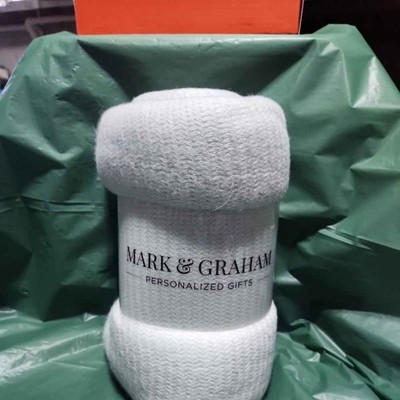 Mark & Graham Knit Throw Blanket White Custom 50'' x 60
