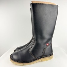 Woman’s DUCKFEET VEJLE SLATE Black Leather Wool Lined long shaft Boots Size 8/42