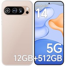 KX9 Unlocked Cell Phones, 5000mAh Long-Lasting Battery,12GB 512GB Gold